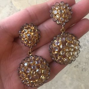 White Topaz Earrings Gold Plated Sterling Silver